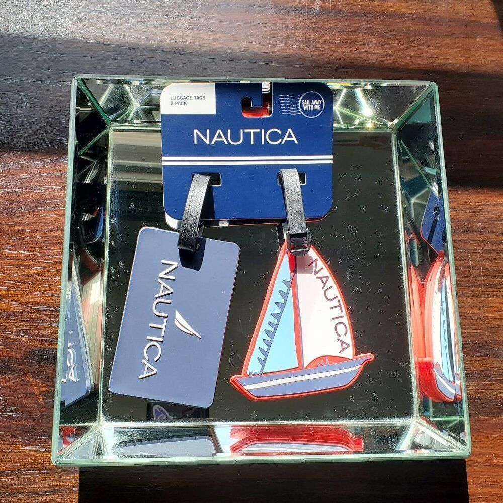 NWT Nautica Rubber sailboat Luggage tag w/ID Window - Red/White/Blue Yacht Rock